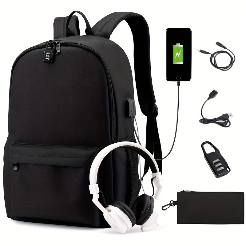 Sale Backpack Set for Girls High School Bag with Lunch Bag Laptop Backpack  with USB Charging Port 