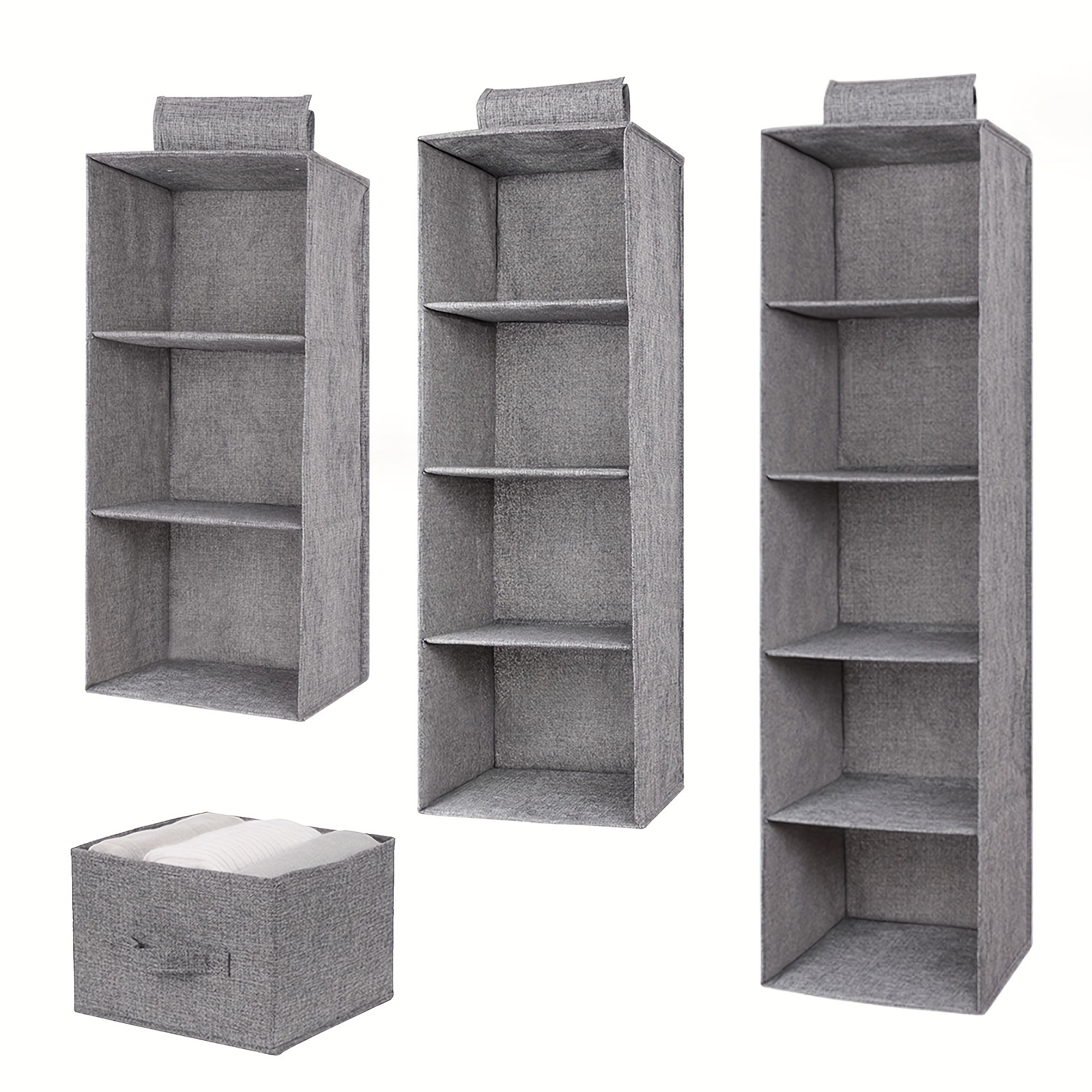 Organizador colgante de armario, 4 estantes de almacenamiento para colgar,  color gris