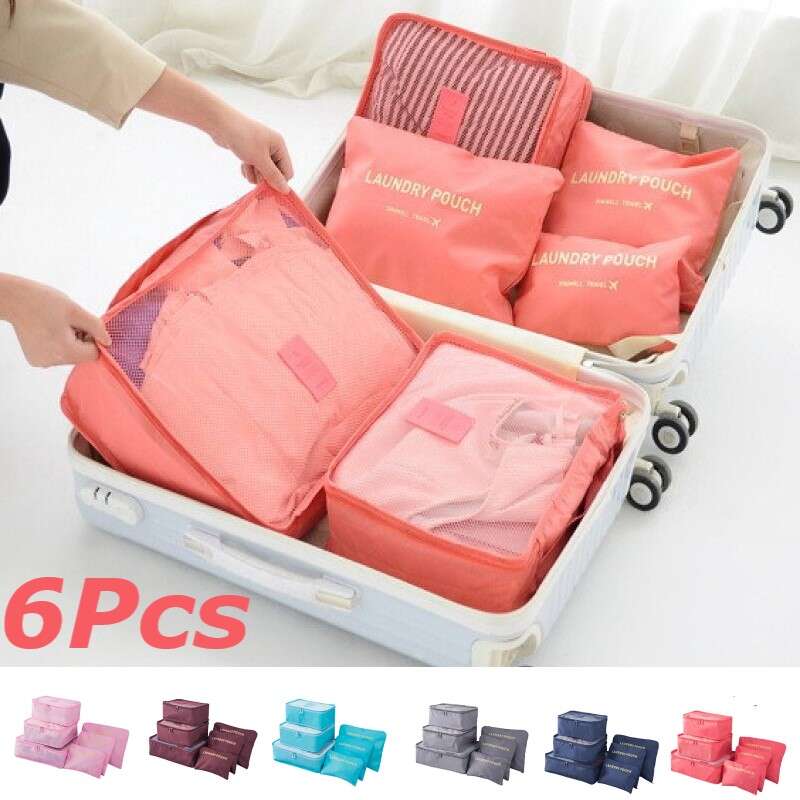 7pcs Waterproof Packing Compression Clothes Storage Bag Travel Insert Case  Set