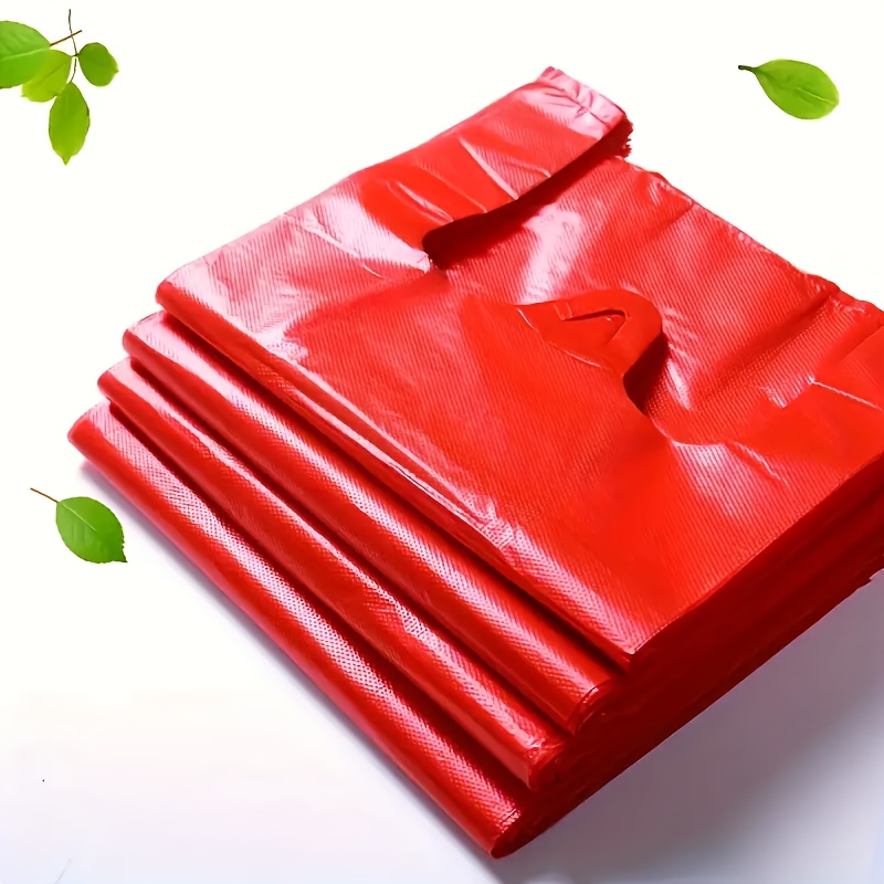 40/50pcs Red Plastic Bag Supermarket Grocery Gift Shopping Bag