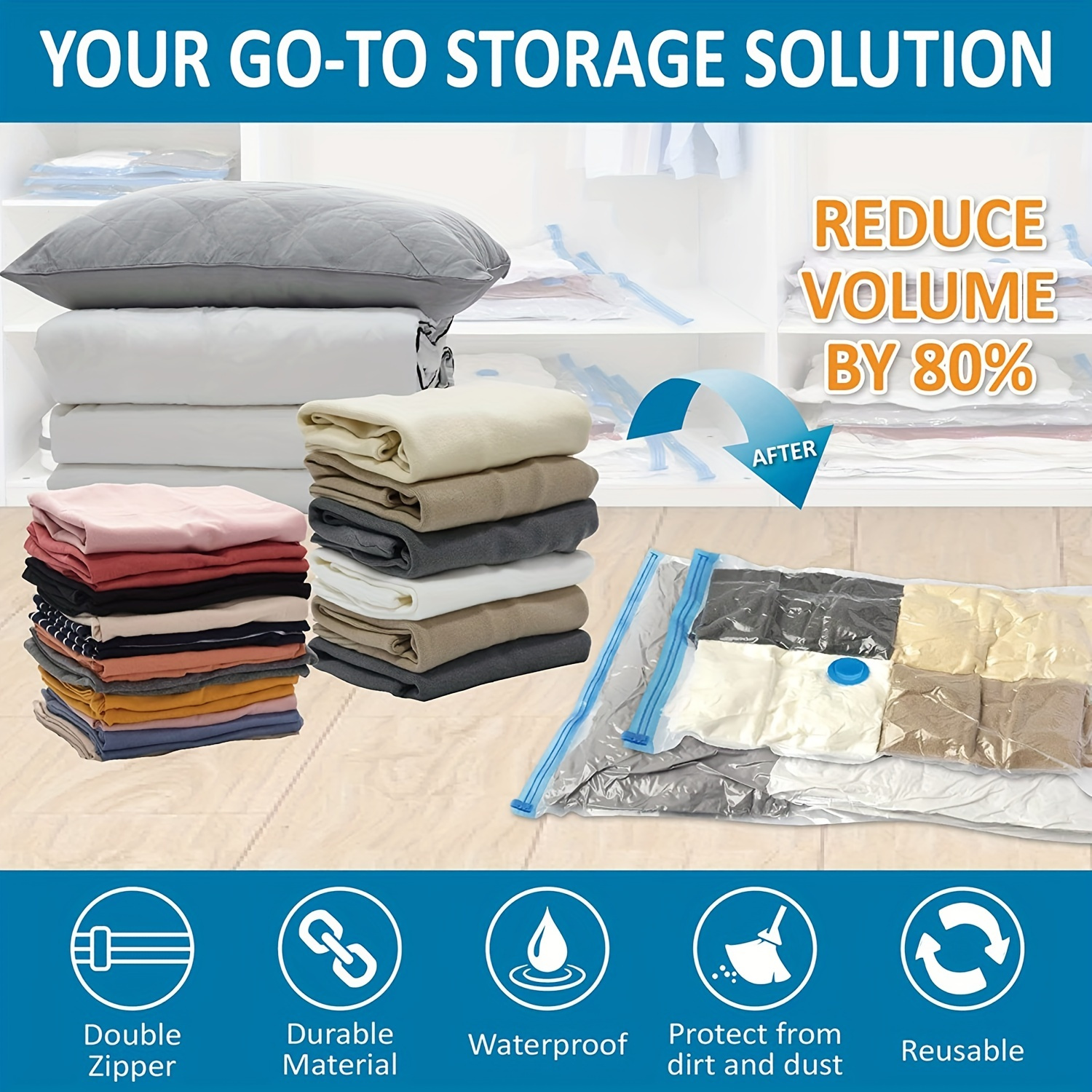 AirBaker 6 Jumbo Vacuum Storage Bags, Space Saver Bags for Comforters  Blankets