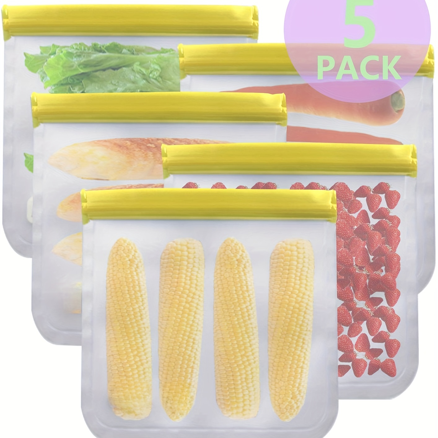  Bolsas reutilizables de silicona para guardar alimentos, 4  tazas de almacenamiento, herméticas a prueba de fugas, sellado al vacío,  paquete de 4 : Hogar y Cocina