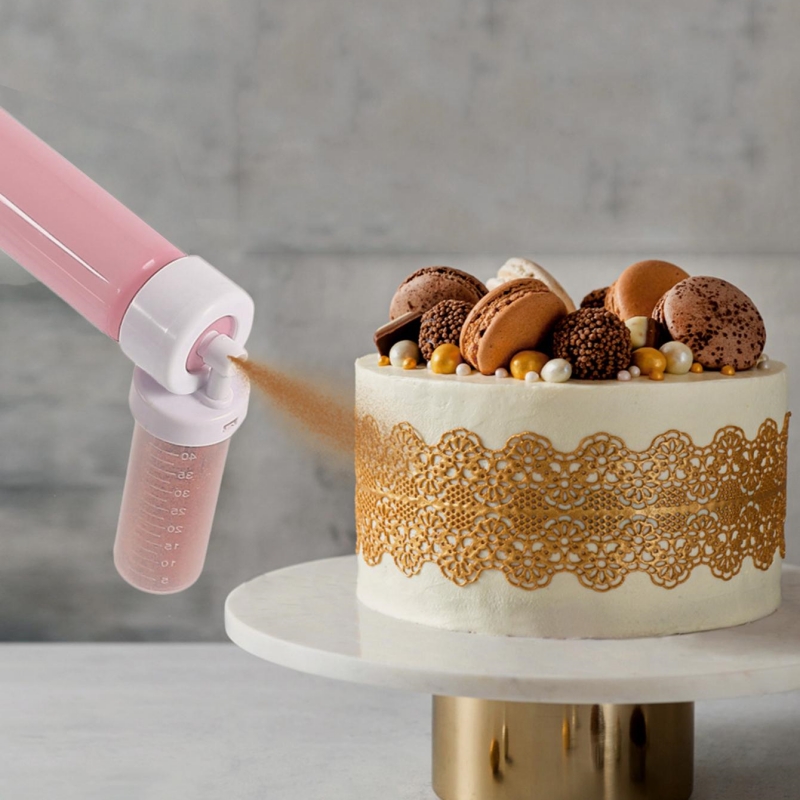Manual Airbrush with 4 Pcs Tube, Baking Coloring Spray Pump Hand Cake  Glitter Spray Pump Cake Coloring Air Brush Sprayer Gun Kitchen Cake  Decorating