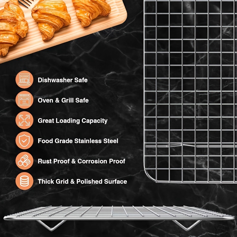 1pc Wire Cooling Rack, Stainless Steel, Oven Safe Grid Wire Cookie Cooling  Racks For Baking & Cooking