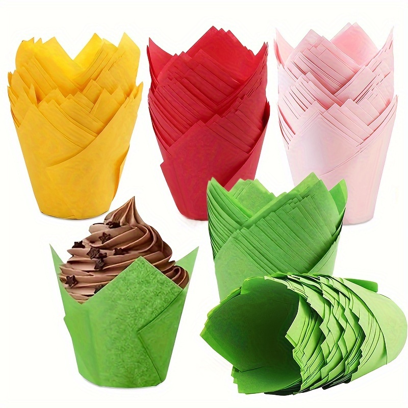 200pcs/set Colorful Flower Shaped Cupcake Liners, Christmas Baking Supplies Muffin  Paper Cups Heat Resistant Bread Cupcake Liners, Suitable For Wedding Party  Mini Dessert Paper Cup Base Holder