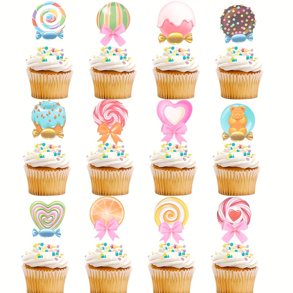 Decoración comestible para cupcakes de mariposa rosada | Insertos coloridos  para pasteles de dulces, cupcakes, galletas, decoración de helado, adornos