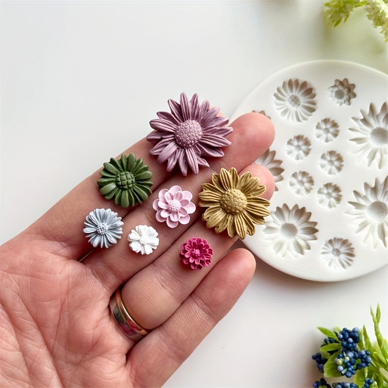 6 moldes de arcilla polimérica de flores, ricos en estilo cortadores de  arcilla para joyas de arcilla polimérica, mini moldes de flores de silicona