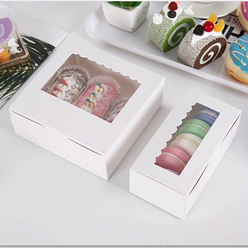 Zopeal 540 Pcs Christmas Cookie Boxes with Window and Mini Cupcake Liners  Set 40 Popup 12.5 x 5.5 x 2.5 Inch Treat Pastry Boxes and 500 Small Paper