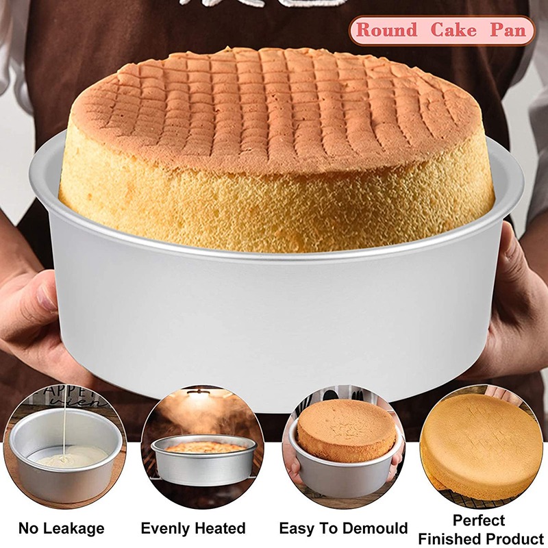 1 molde para pastel redondo antiadherente de 8 pulgadas con base extraíble,  molde para hornear de acero al carbono para pasteles, bizcochos y pasteles