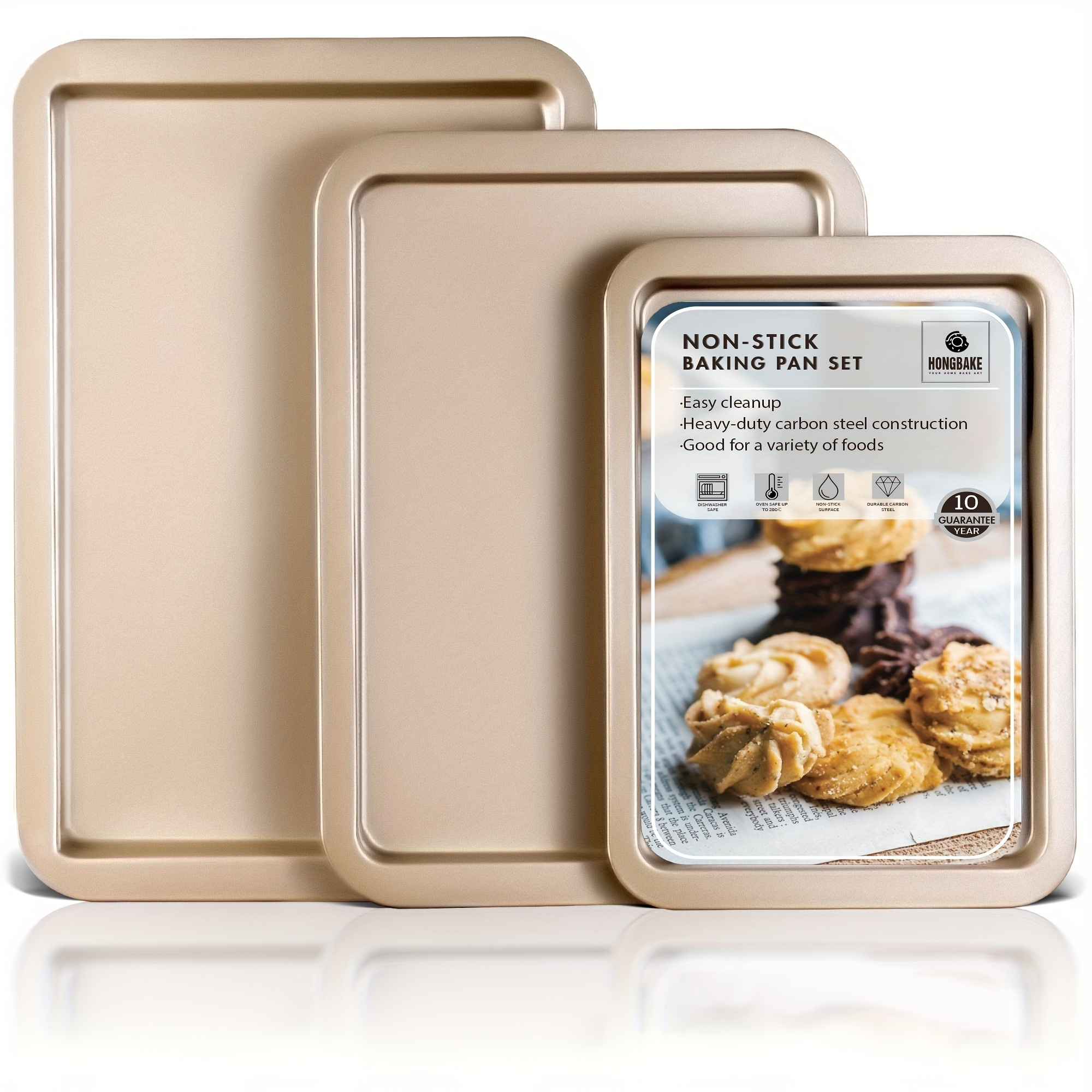  HONGBAKE Large Flat Cookie Sheet No Edges, Nonstick