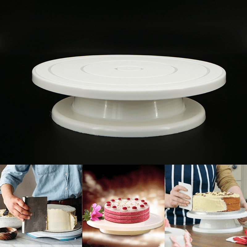 11 Inch (28cm) Rotating Cake Decorating Turntable, Revolving Display Stand  Baking Tools Accessories, Baking Cake Decorating Supplies Cake Decoration,  Pastry, Cupcakes, Spinner Smooth Cake for Pastries Cakes Decoration,  Sculpting, Modelling (White)