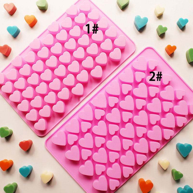 1pc 55 Holes 3D Ice Cube Tray Mini Heart Silicone Mold Chocolate Fondant  Mould Pastry Jelly Biscuit Baking Cake Decoration Tools