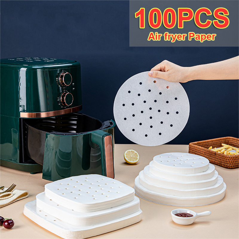 6~8 Inch 100pcs New High-grade Perforated Parchment Paper Air Fryer Paper  Liner Environmental Protection Packaging BambooSteamer - AliExpress
