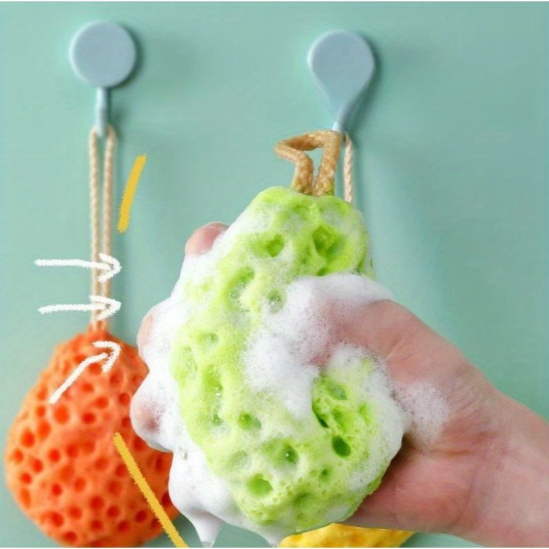 1pc Shower Sponge, Bath Sponges, Body Natural Exfoliating Honeycomb Loofah,  Seaweed Soft Bathing Wool Feel Loofahs