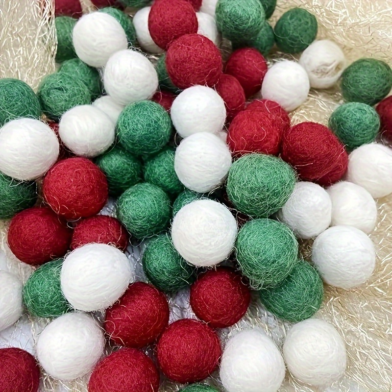 Cheap 1 Pack Christmas Pom Pom Balls Red Green Felt Ball Ornaments