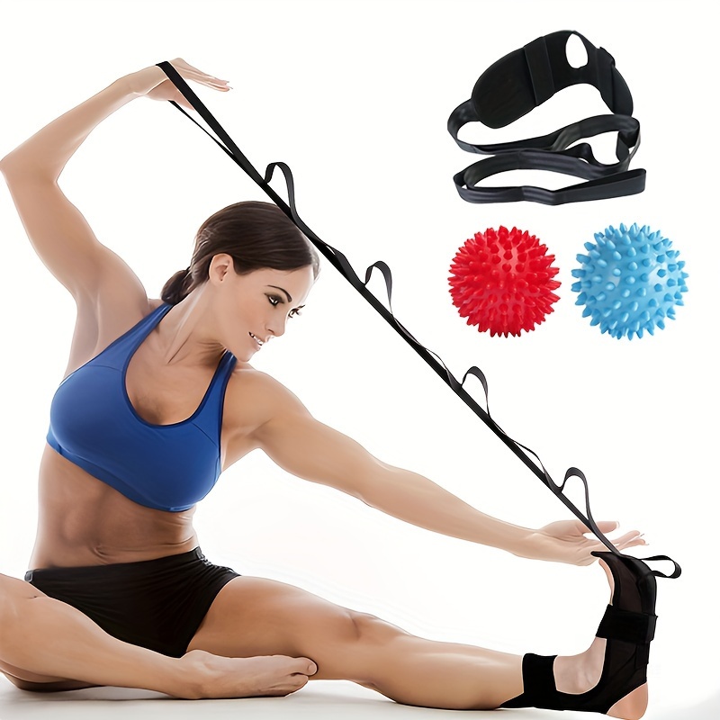 1set[4pcs] Yoga Fitness Workout Equipment Set, Pedal Resistance Band &  8-shaped Bodybuilding Expander & Exercise Balance Ball & Stretching Leg  Clamp