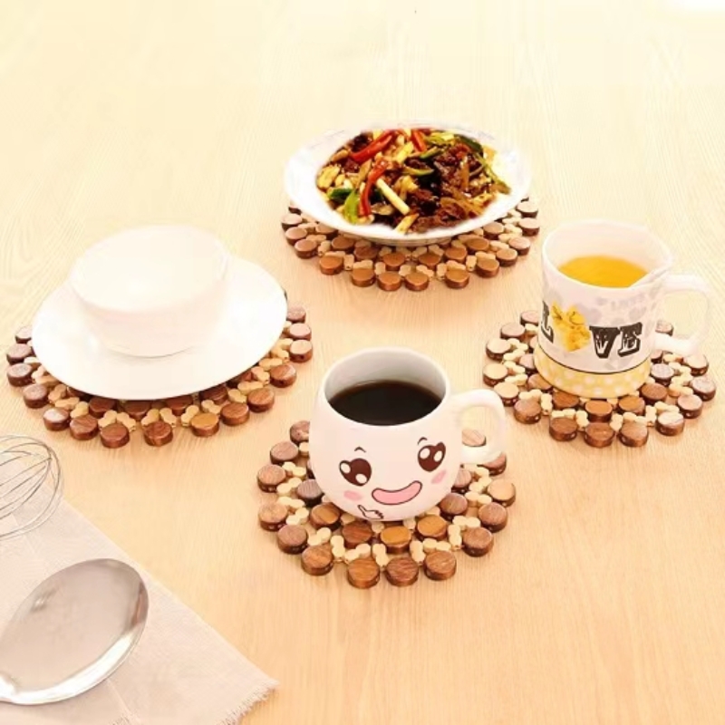 Customization Bamboo Wood Coaster Coffee Cup Mat Tea Doily