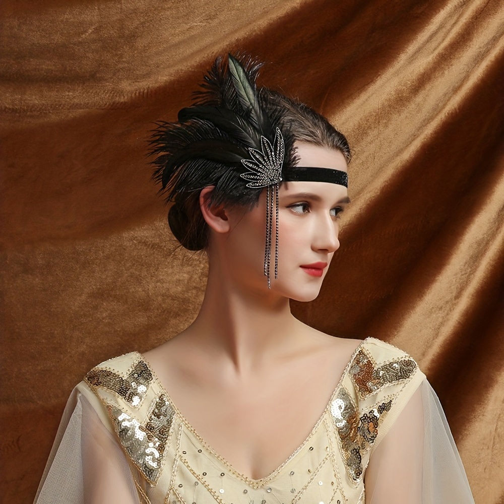 Bandeau femme années 1920, chaîne à cheveux, costume Gatsby