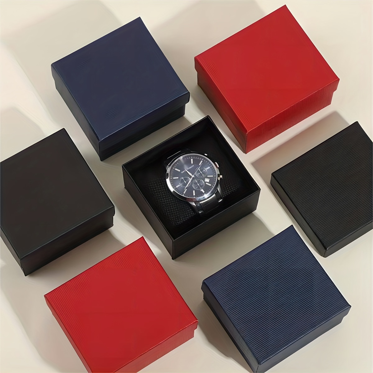 Caja para relojes para hombre - caja de exhibición de fibra de carbono de  lujo con 12 ranuras, caja grande, hebilla de metal - negro