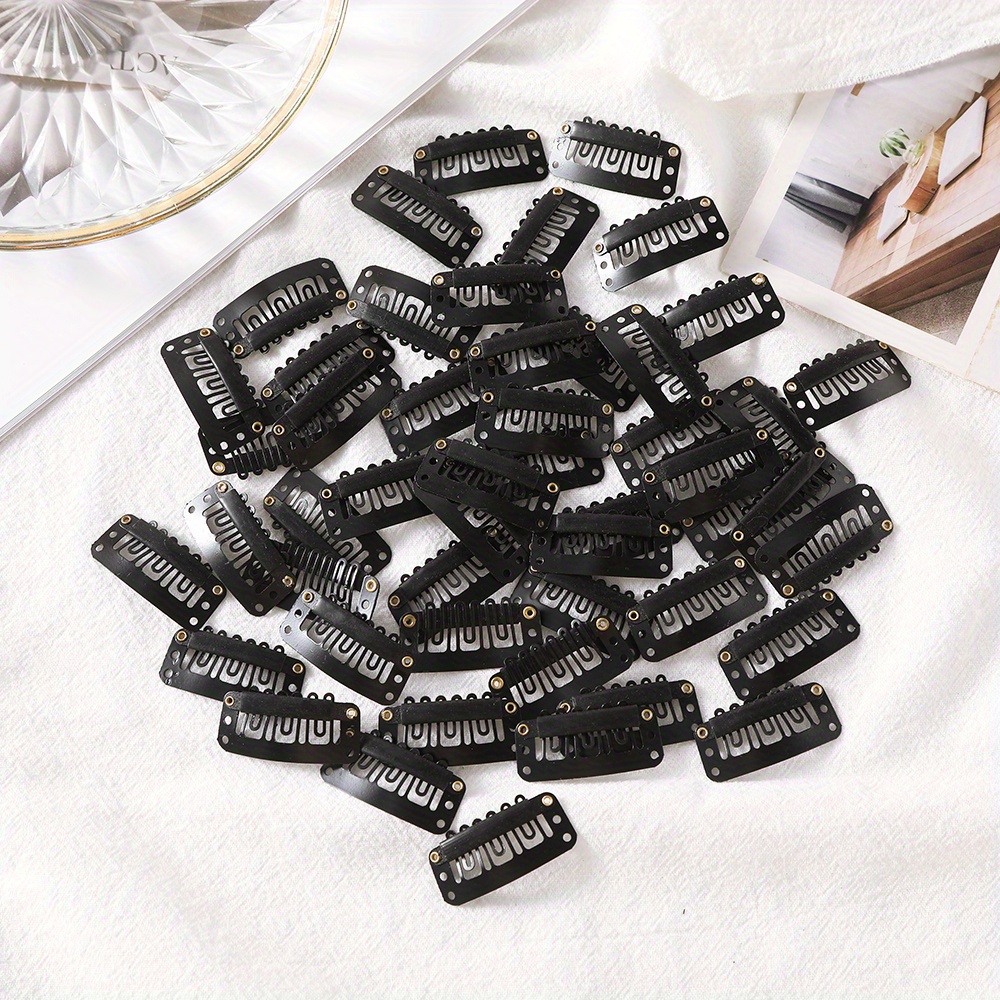 50PCS 6-Teeth U-Shape Snap Clips for Hair Extensions - 3.3cm/1.3inch