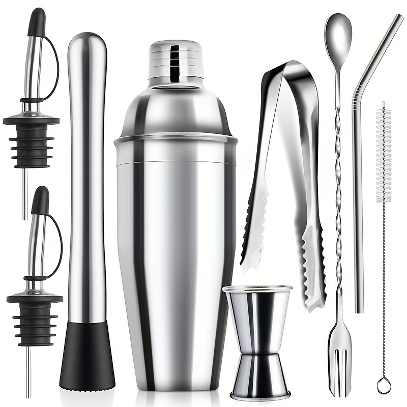 Cocktail Shaker Bar Set - Innovative Premium Vacuum Insulated Stainless  Steel Drink Shaker Double Wall Margarita Mixer Jigger & Mixing Spoon Set 