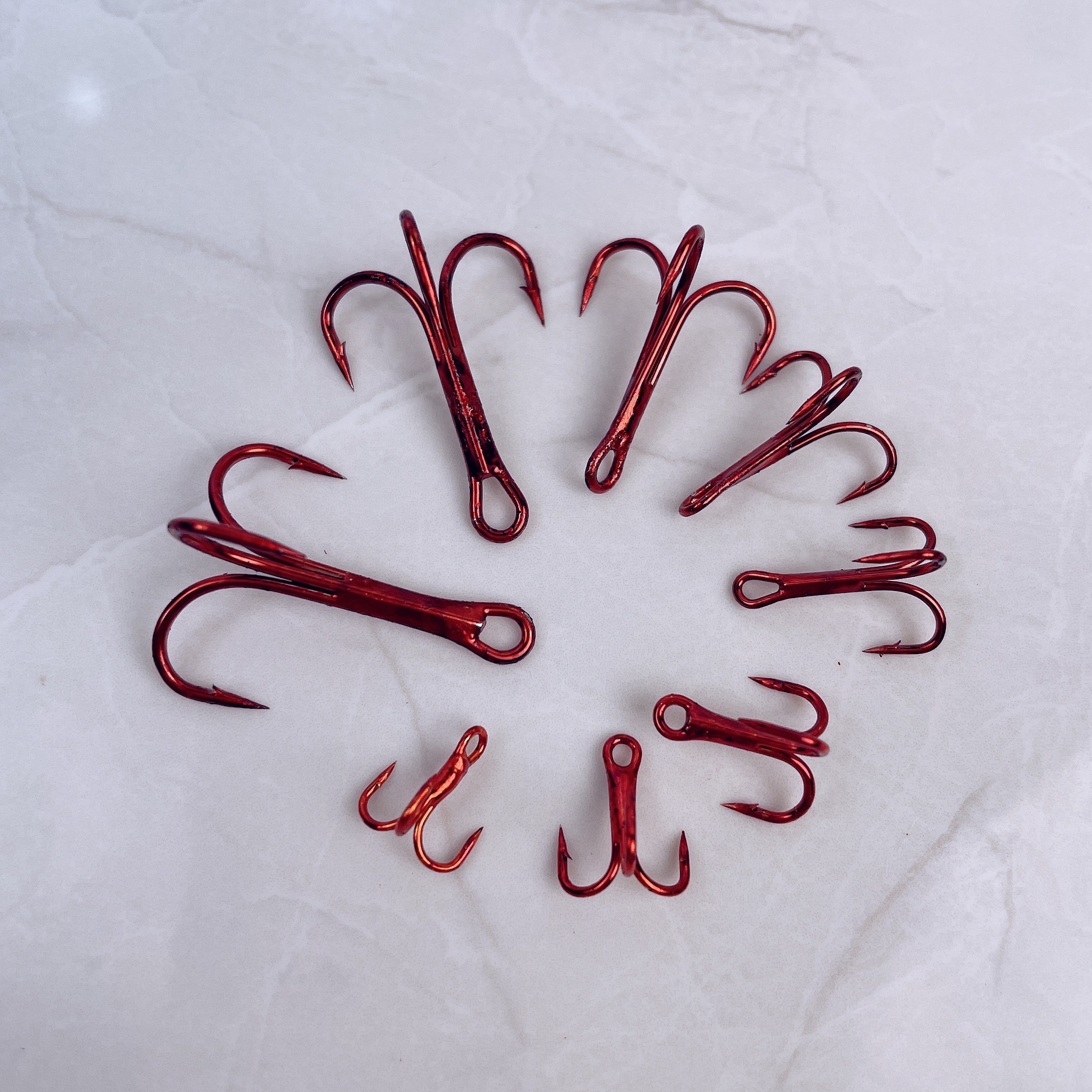 Goture 50pcs Red Nickel Crank Hook, High Carbon Steel Fish Hook