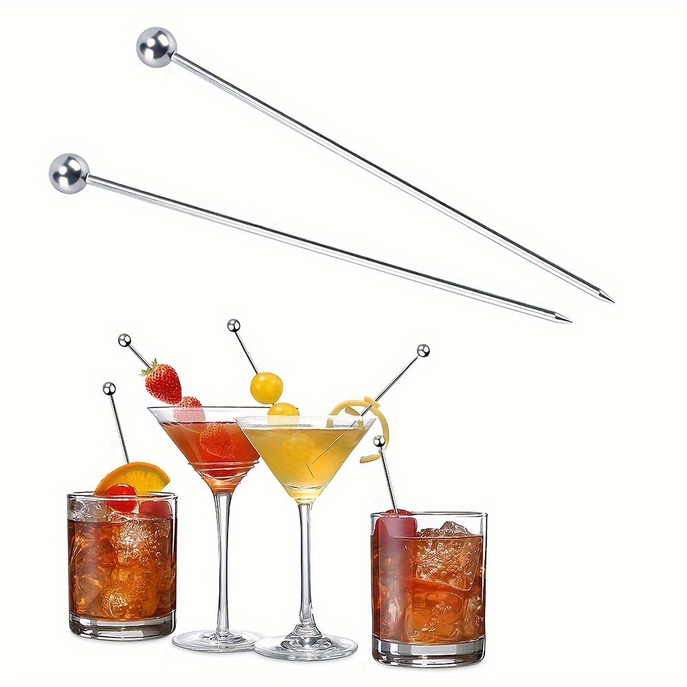 Brochettes de Cocktail, garniture, cure-dents pour boisson, bâtonnets  d'apéritifs, olive, ensemble Martini en acier inoxydable - AliExpress