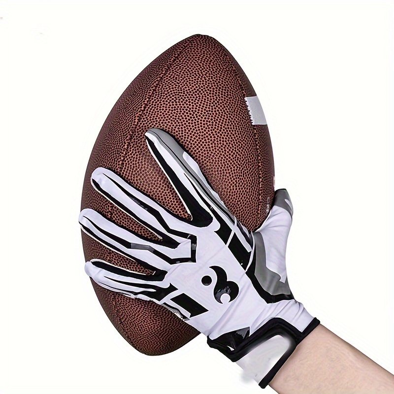 HANDLANDY College Football Gloves, Sticky Wide Receiver Grip Gloves for Men  Black and Gold Stretch Fit Lineman Gloves, Small