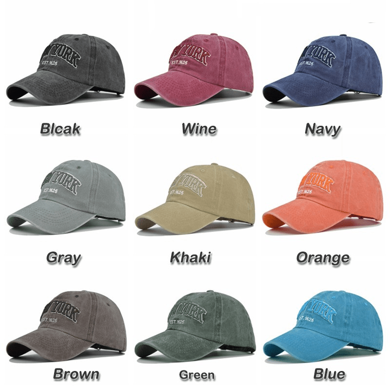 New adult men casual vintage denim MY NY embroidery baseball cap