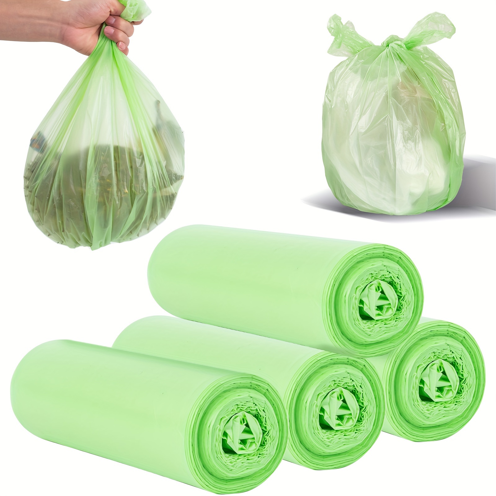 3 Rolls 60pcs White Plastic Rubbish Trash Bags Kitchen Garbage Bag 6 Gallon