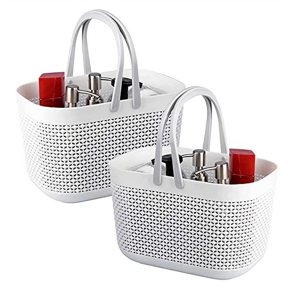 Solid Color Storage Basket With Handle, Fashion Bath Basket
