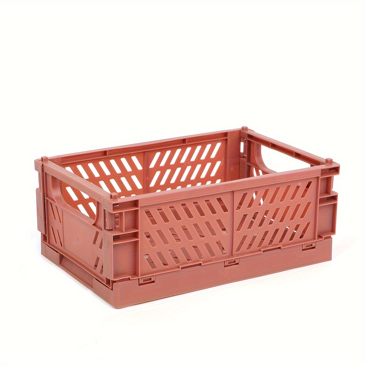 4-Pack Mini Plastic Baskets for Shelf Storage Organizing, Durable and Reliable Folding Storage Crate, Ideal for Home Kitchen Classroom and Office