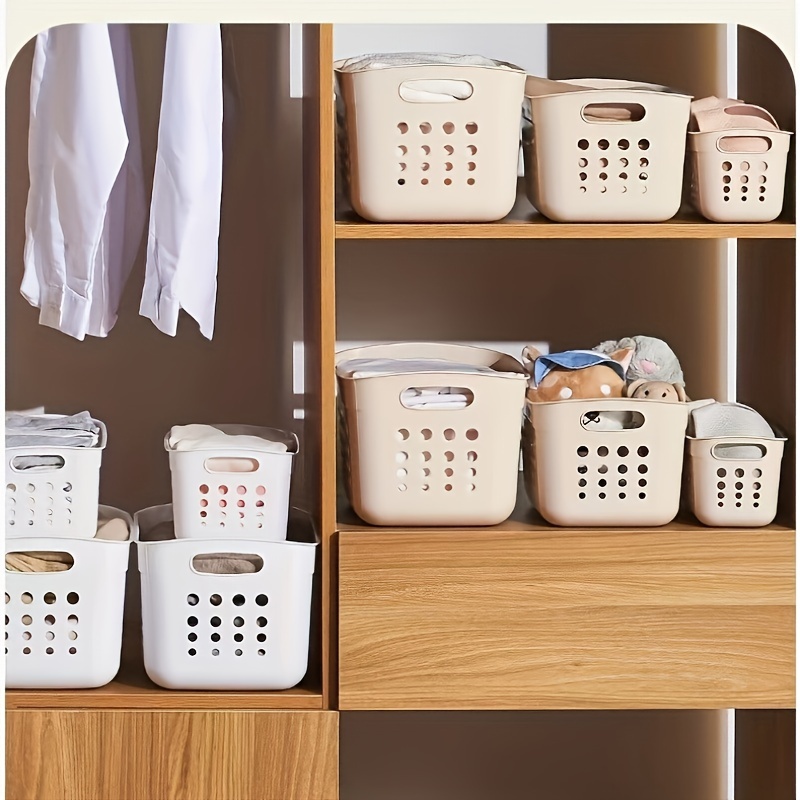 1pc Plastic Storage Baskets, Hollow Storage Baskets, Bathroom