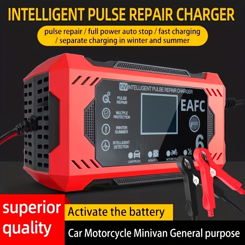 Comprar Cargador de batería para coche y motocicleta 12V10A/24V5A, batería  de reparación de pulso inteligente multifunción, cargador de batería de  emergencia