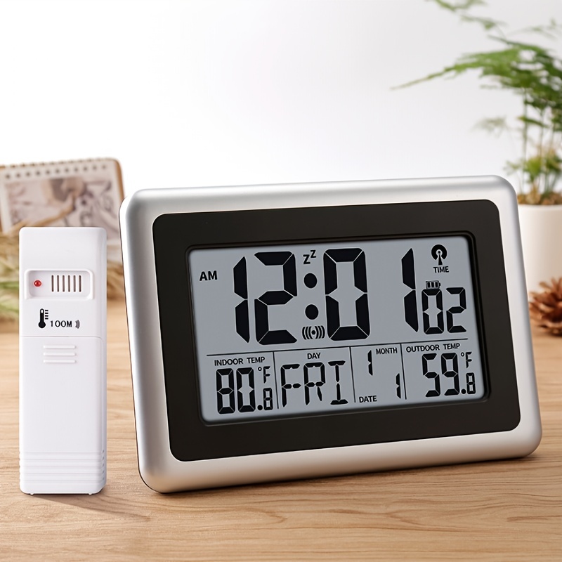  Reloj despertador digital de viaje con temporizador LCD con  calendario plegable, temporizador de temperatura, modo de repetición,  funciona con pilas, reloj portátil de gran número de 12/24 H, reloj de  escritorio