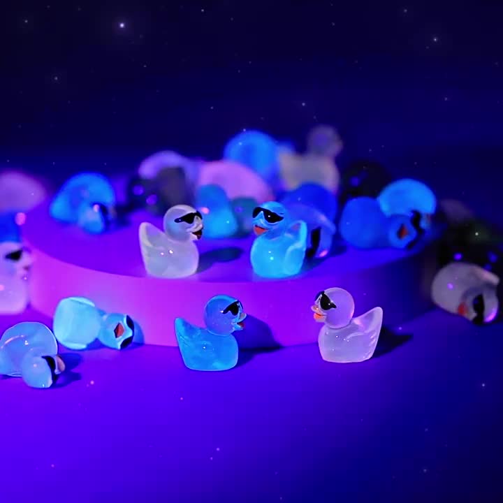 Luminous Ducks With Sunglasses Mini Resin Simulated Animal - Temu