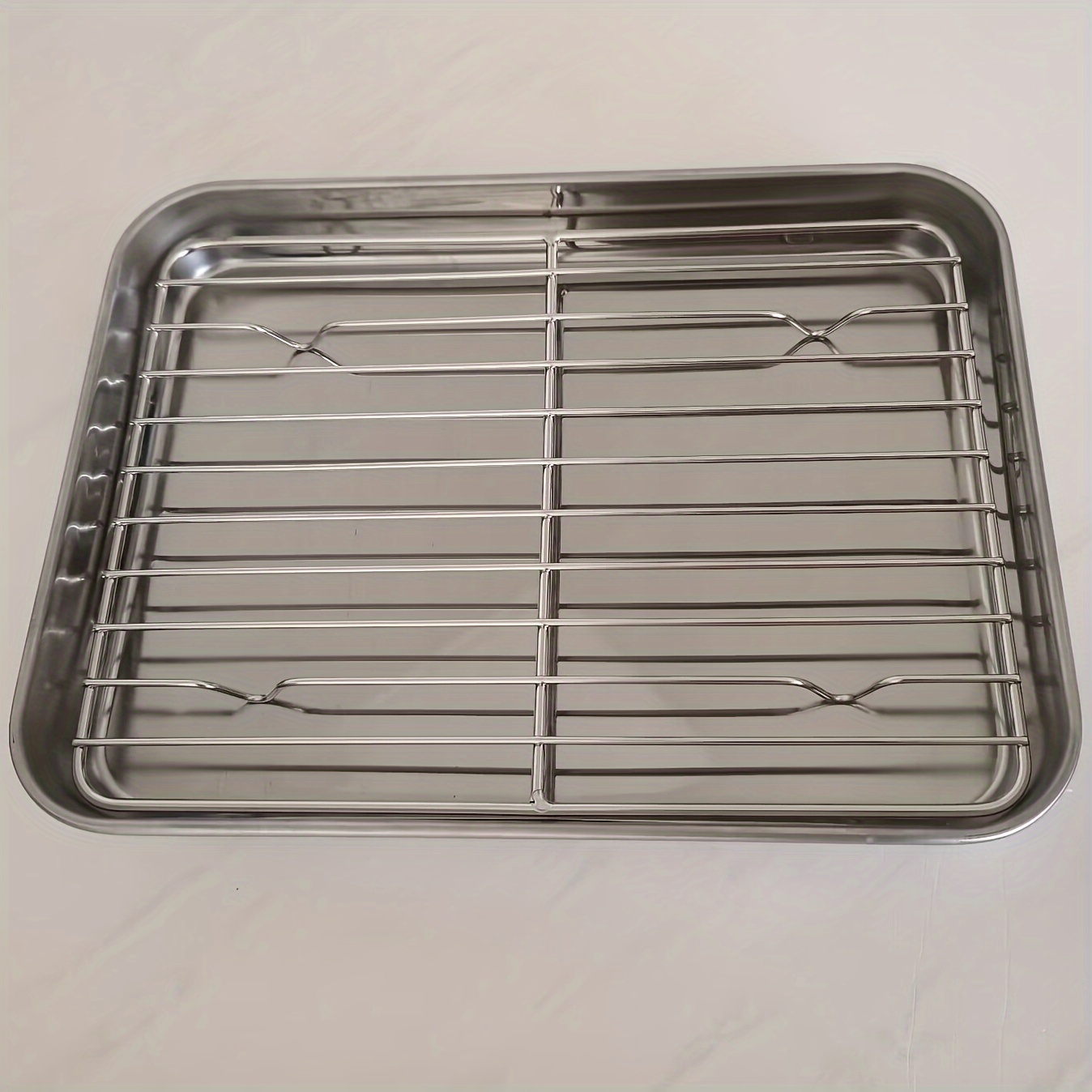 Mesh Oven Tray, Stainless Steel Rectangular Flat Bottom Tray Mesh Oven Tray  Multi Purpose Barbecue Fried Barbecue Oil Pan Drain Rack - Temu