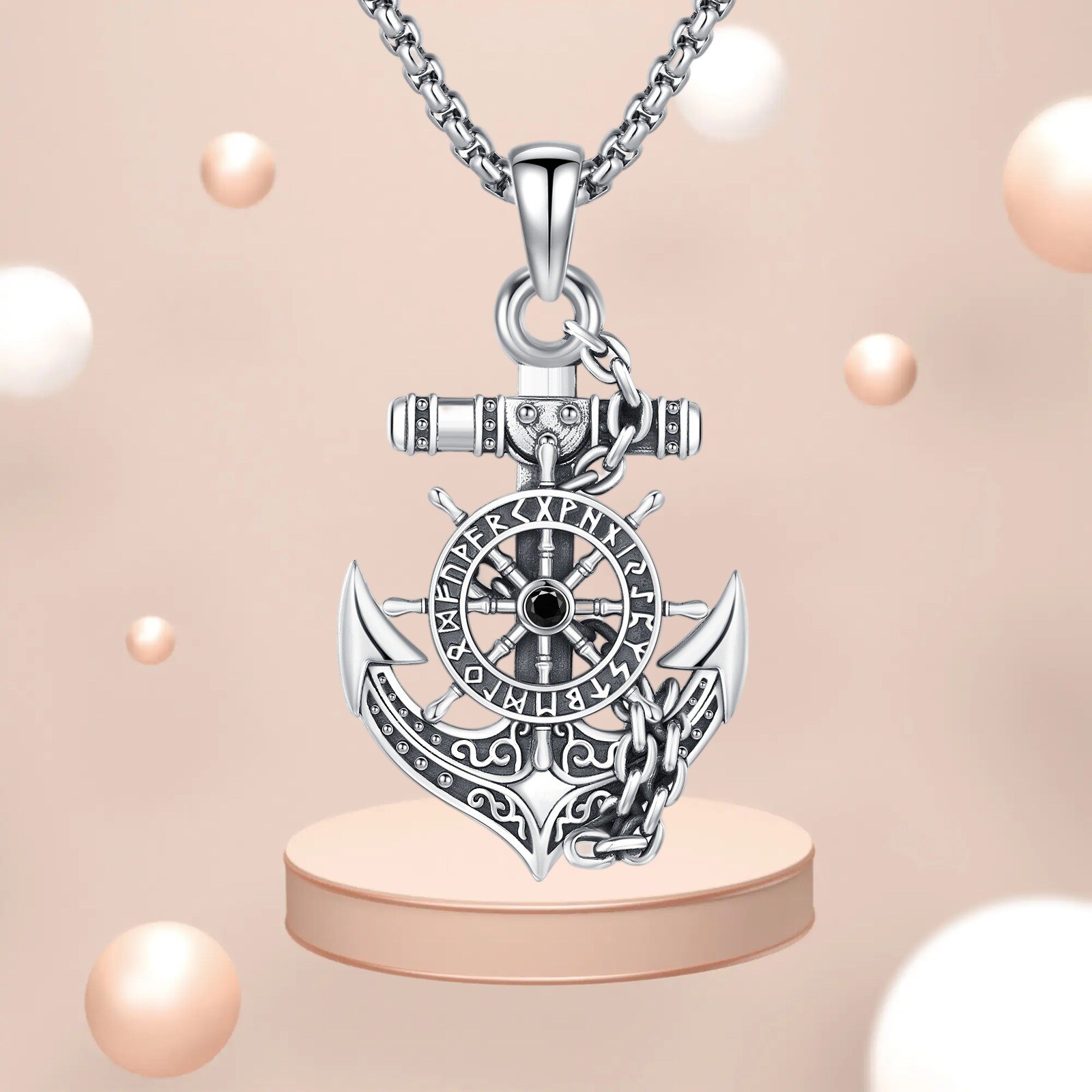 925 Sterling Silvery Anchor Necklace With Nautical Theme Gift For Men And Boys