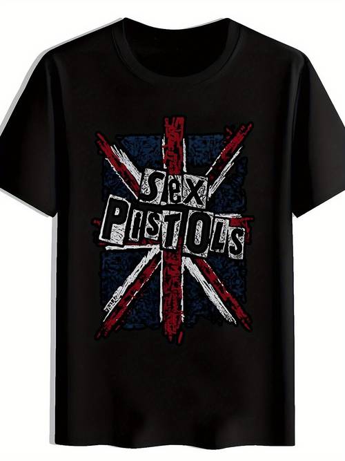 mens pistols design black retro band crew neck suitable for concerts merchandise lover collectible