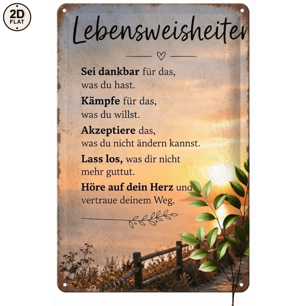 Image of 2d Flat - 【2d Flat】 2d Flat - [2d Flat] 1pc Metal Sign. Sunset Lakeside ": , Fight For , Accept What You Cannot Change" Perfect For Home, Office, Bar, Outdoor Decor 20x30cm 2d Flat