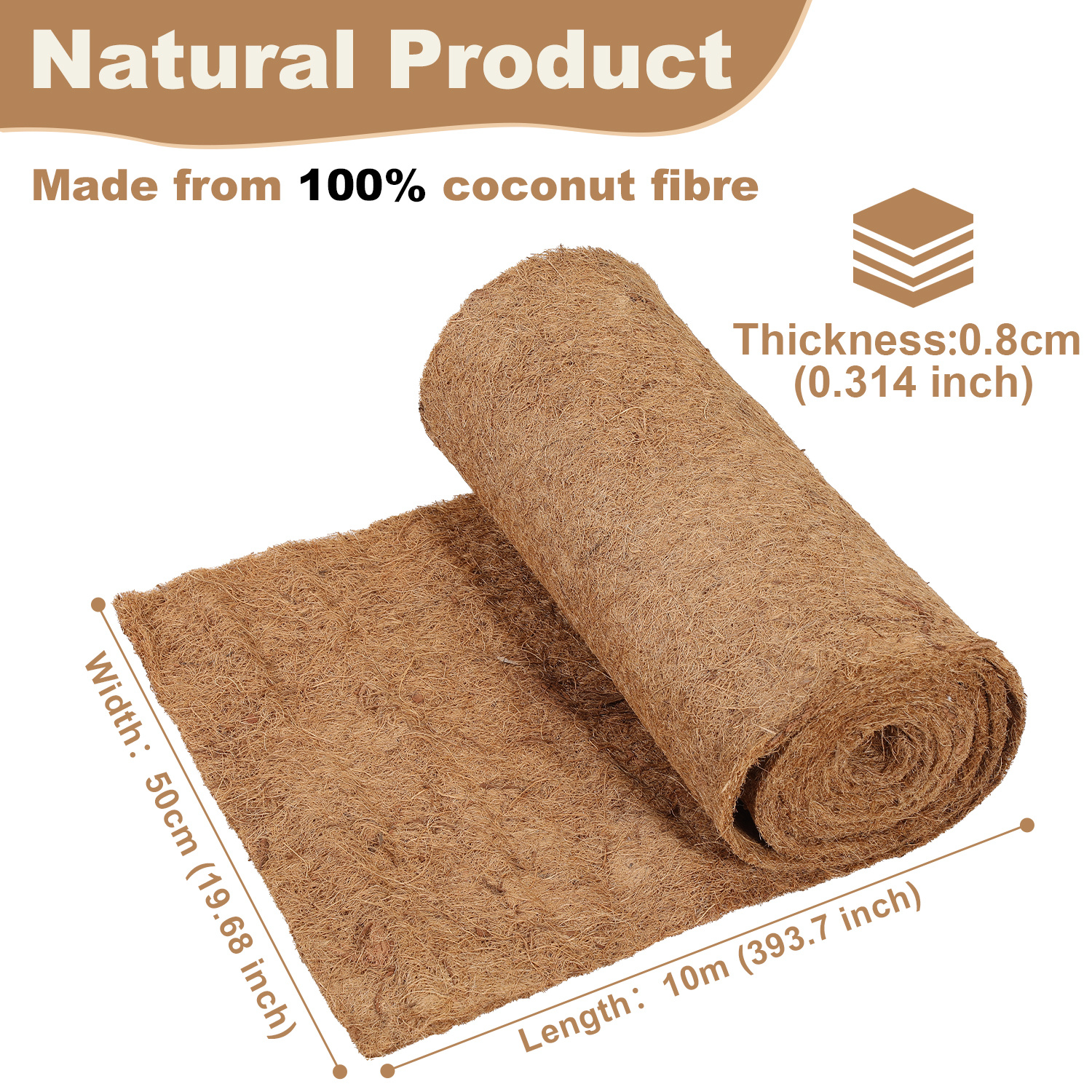 Image of Coconut Fiber Ground Cover Suitable For Plants - Cut-to-size Frost Protection Insulation Mat, Winter For Potted Plants & Outdoor Gardens, Trunk For, Coconut Husk Mulch Cover For, Lawn, Use