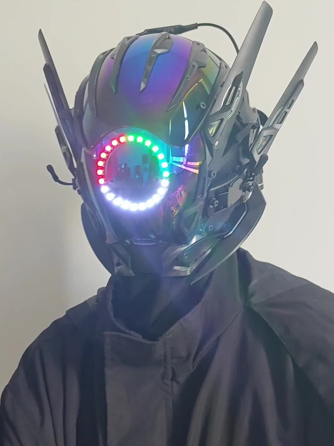 New Cyberpunk Mask With Color Lenses And Multi-mode LED For Halloween Party  Cosplay Gift For Adult