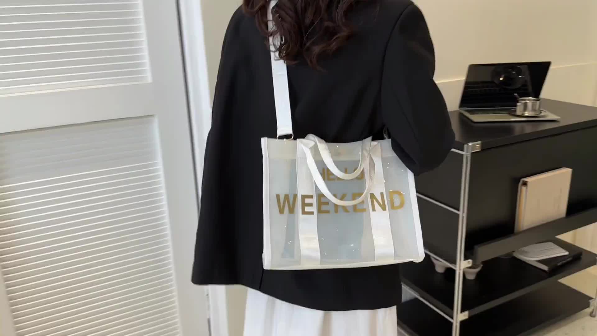 4pcs/set Transparent Women's Tote Bag With Letter Print