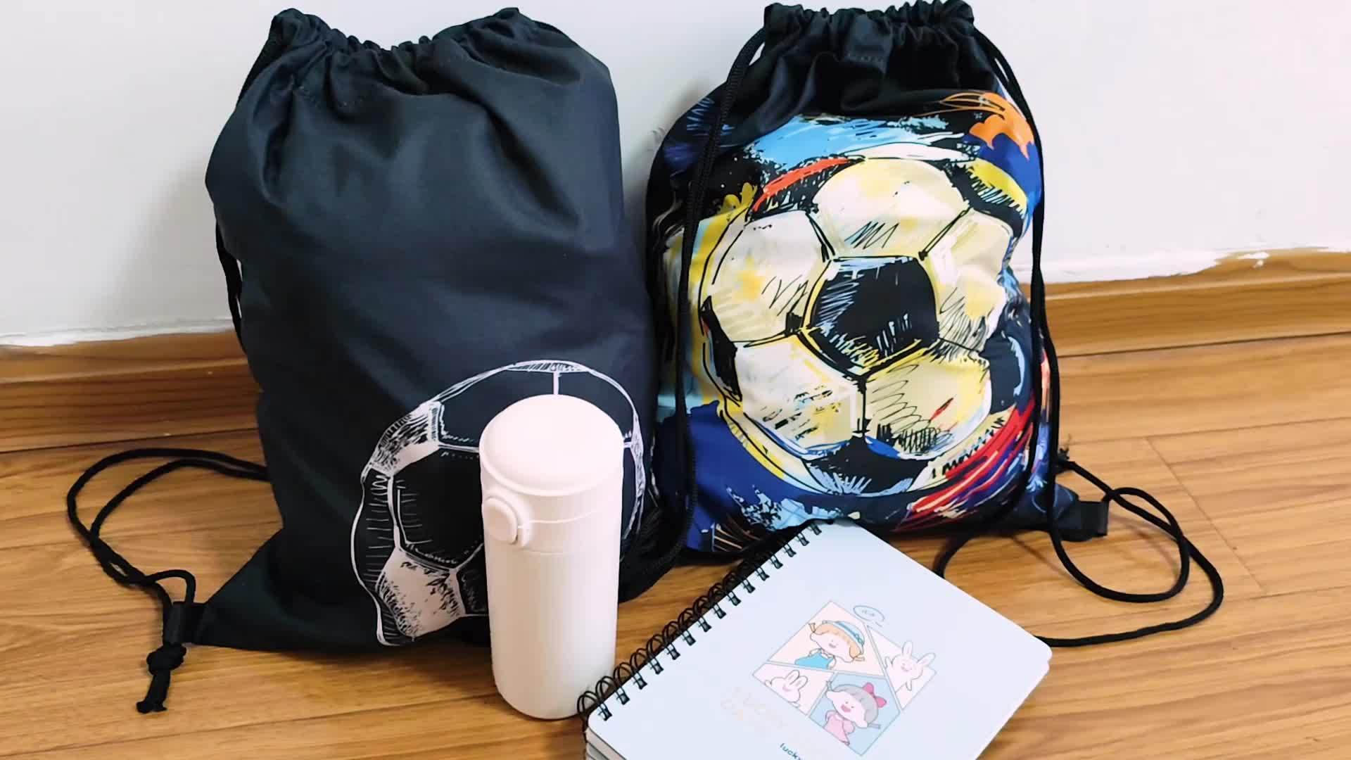 Large Football Backpack Bag Soccer Ball Design Drawstring Backpack,  Lightweight Foldable Gym Bag with Adjustable Strap Backpack for T