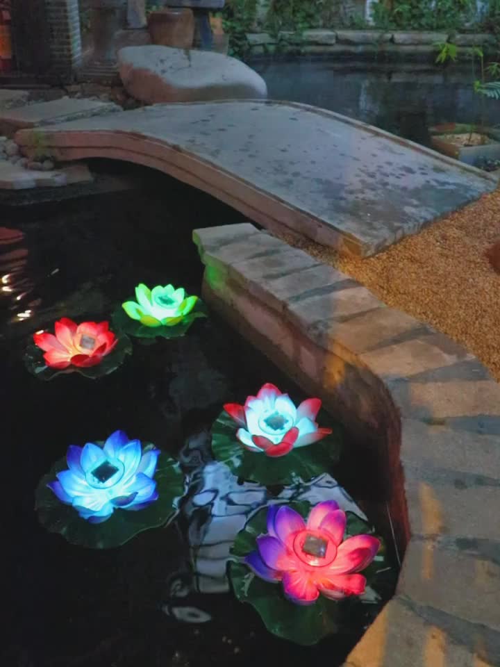 LED Floating Lotus Flower Light Lily Night Light Pond Fish Tank