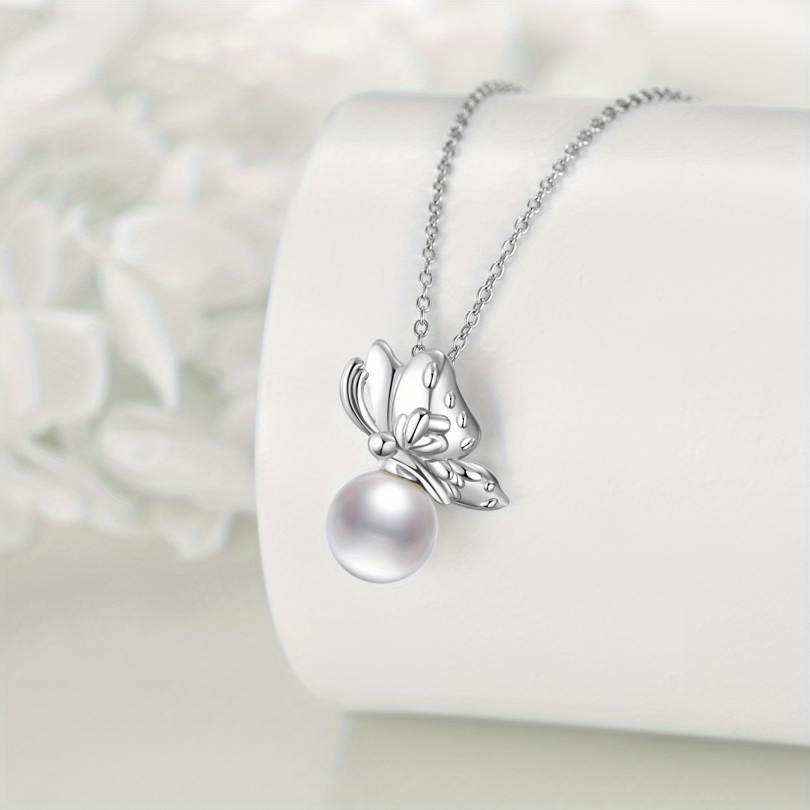 Butterfly Freshwater Pearls Necklace - Sterling Silver Butterfly Jewelry