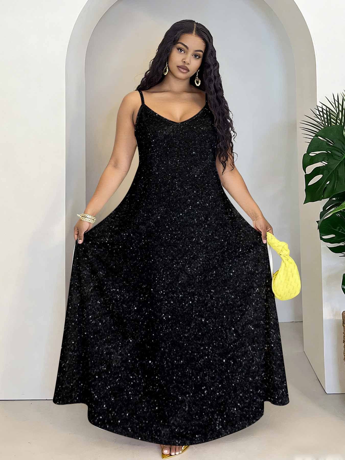 formal black dress for plus size sold on Temu United States