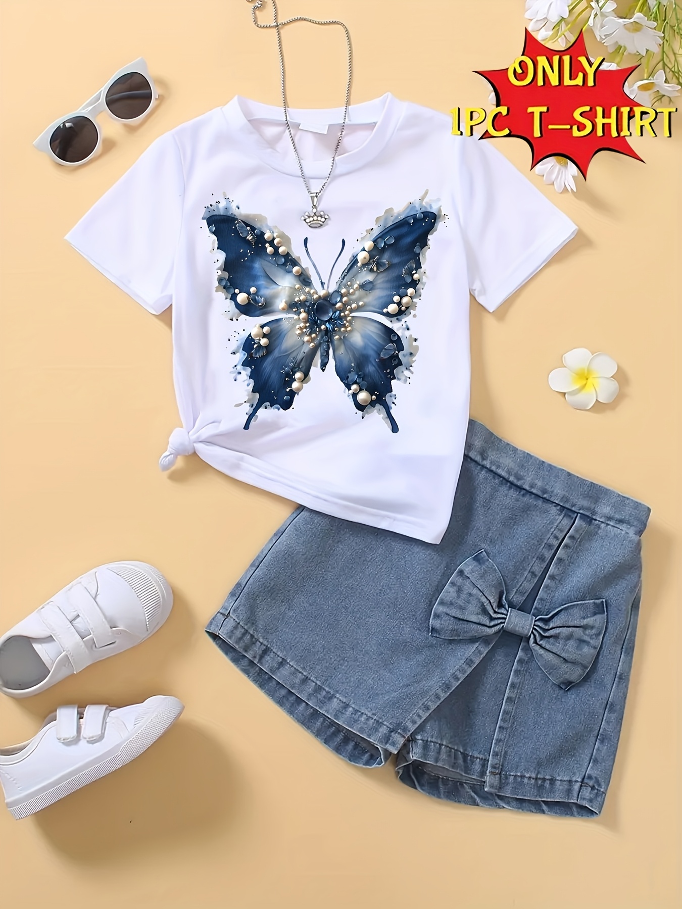 only sell 1pc new       with pearls pattern short sleeved 100 t shirt comfy casual cute kids clothes for girls for gift