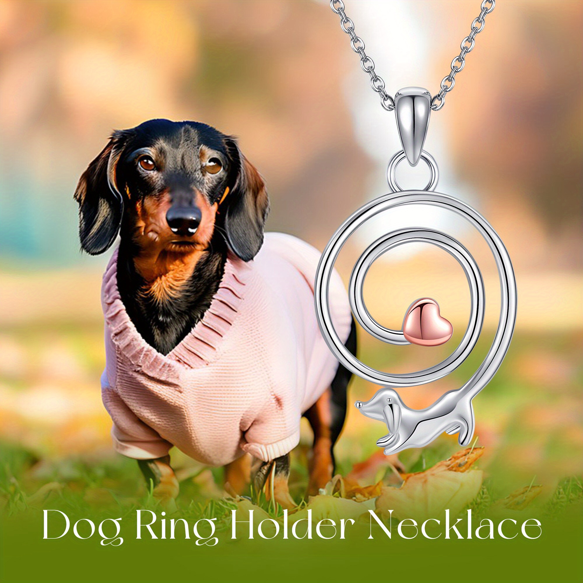 925 Sterling Silver Dog Ring Holder Necklace for Pet Lovers