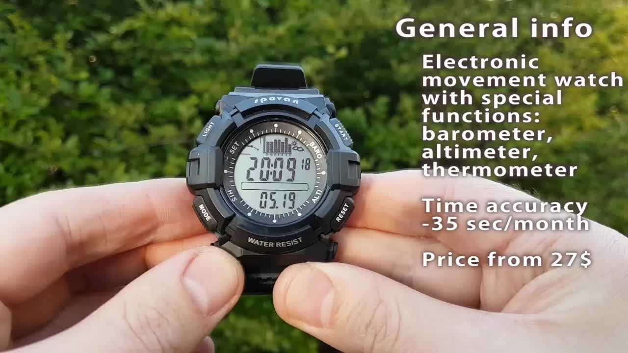 * Digital Fishing Watch With Altimeter Barometer And Thermeter